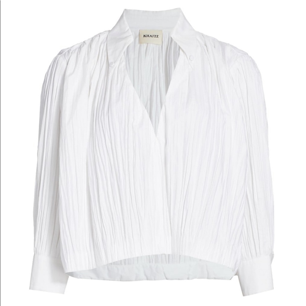 Khaite Plissé Cotton Cocoon Blouse